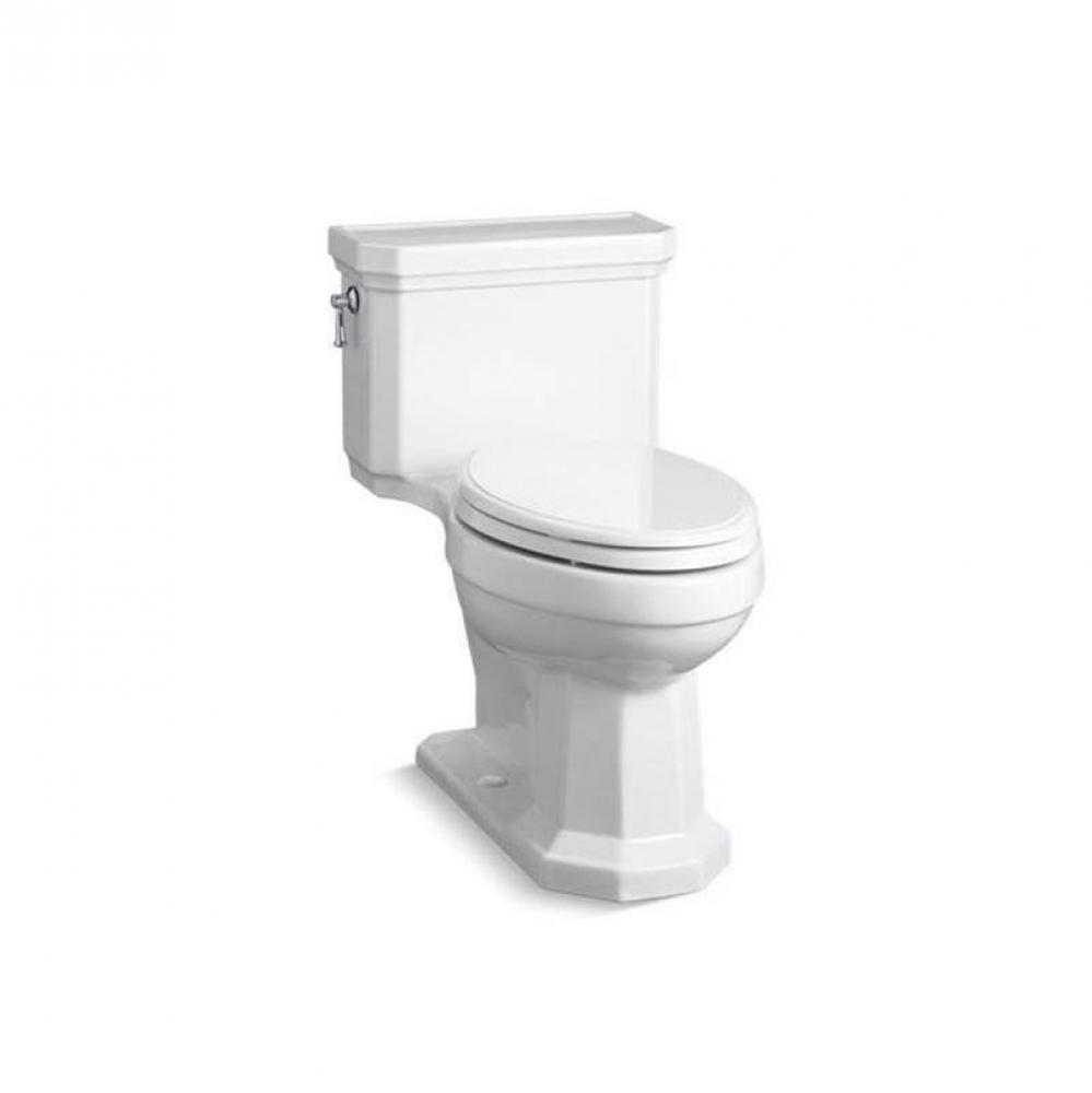 One-piece compact elongated toilet with concealed trapway, 1.28 gpf