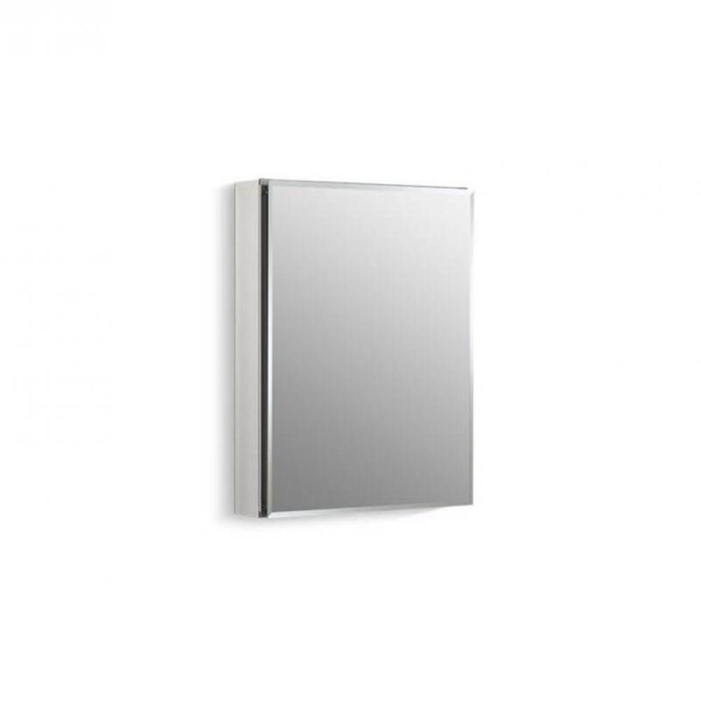 20'' W x 26'' H aluminum single-door medicine cabinet with mirrored door, beve