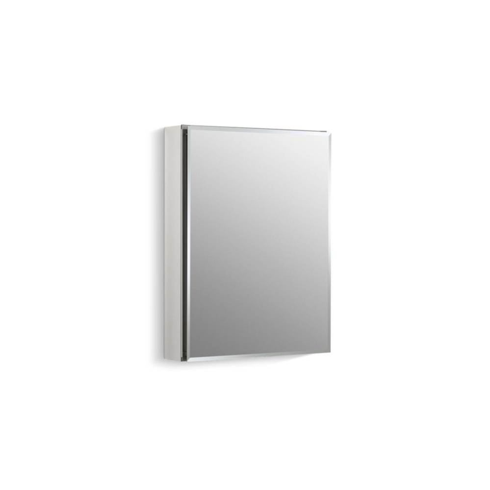 20'' W x 26'' H aluminum single-door medicine cabinet with mirrored door, beve