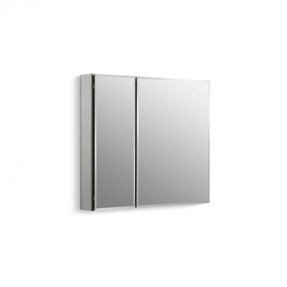 30'' W x 26'' H aluminum two-door medicine cabinet with mirrored doors, bevele