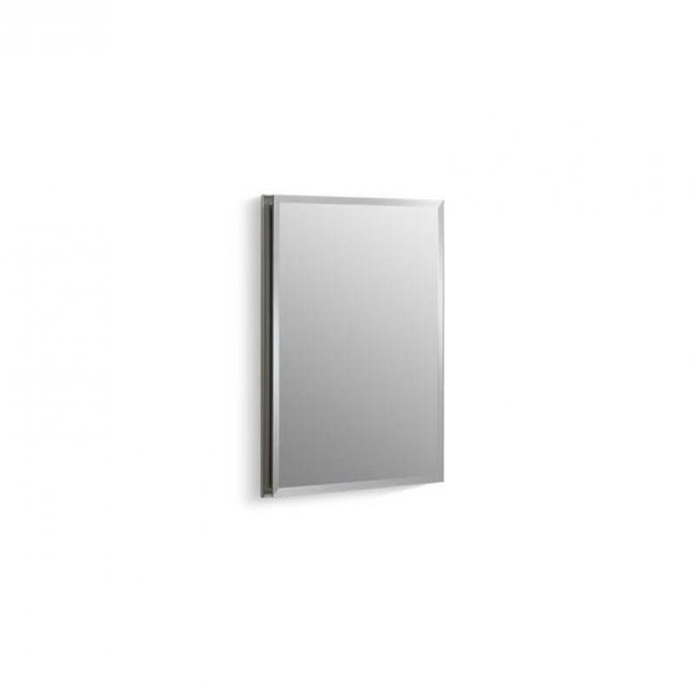 16'' W x 20'' H aluminum single-door medicine cabinet with mirrored door, beve