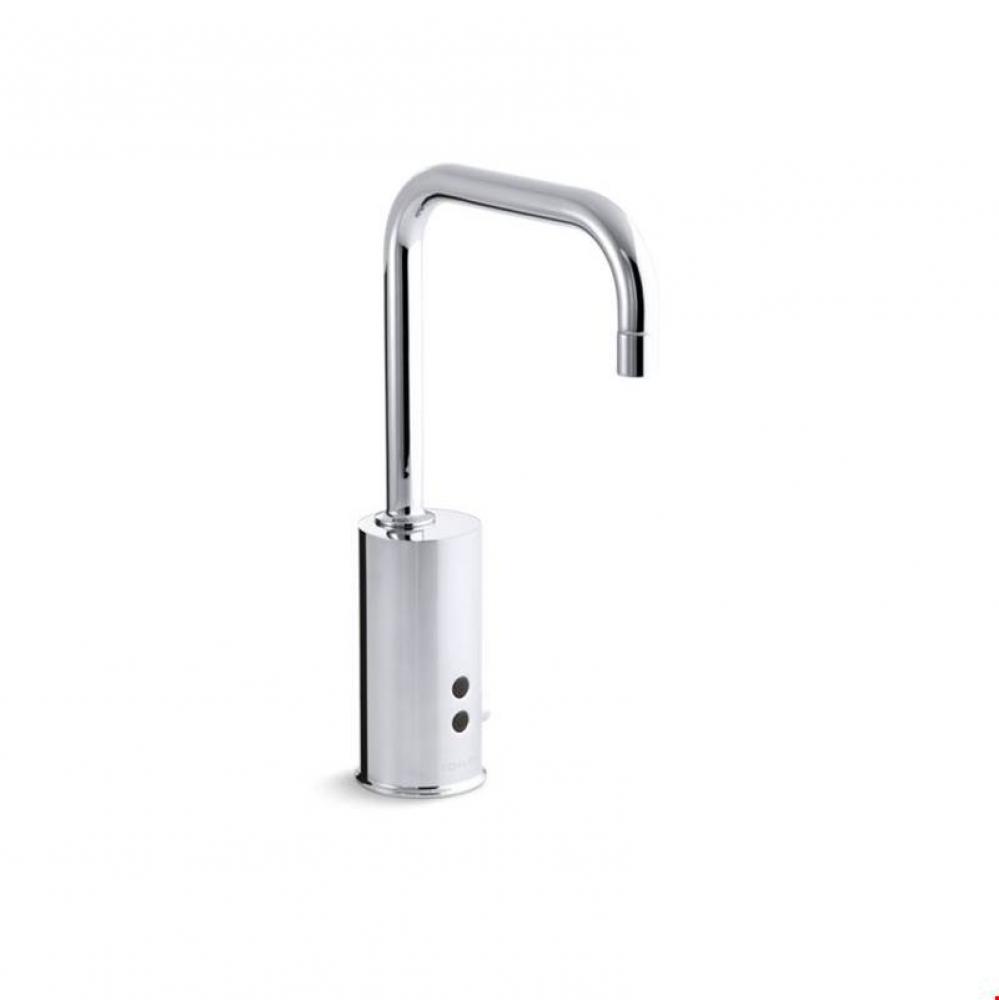 Gooseneck 0.5 gpm shelf-back commercial lavatory faucet with grid drain and lever handles