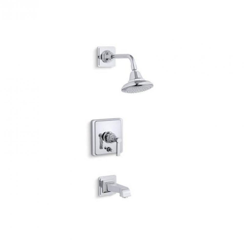 Pinstripe® Pure Rite-Temp® bath and shower trim kit with push-button diverter and lever