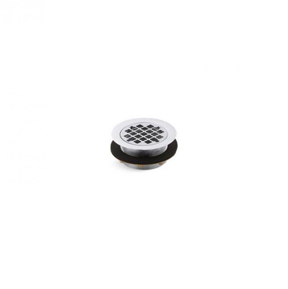 Round shower drain for use with plastic pipe, gasket included