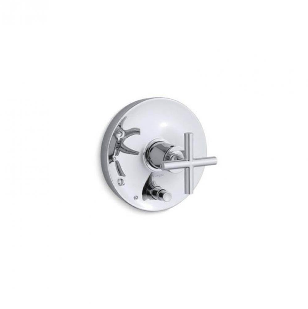 Purist® Rite-Temp® valve trim with push-button diverter and cross handle