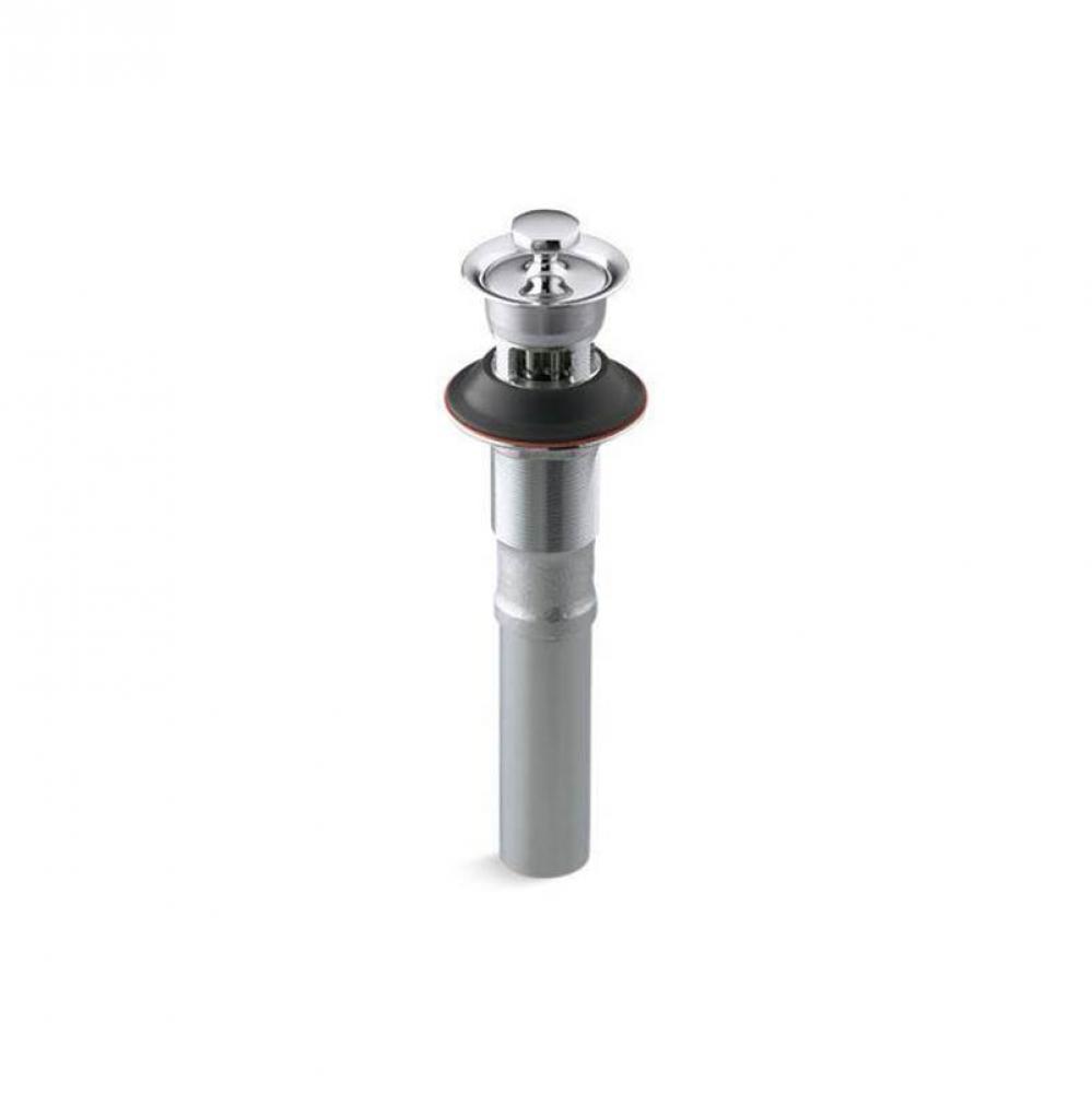 Bathroom sink drain with overflow and non-removable metal stopper