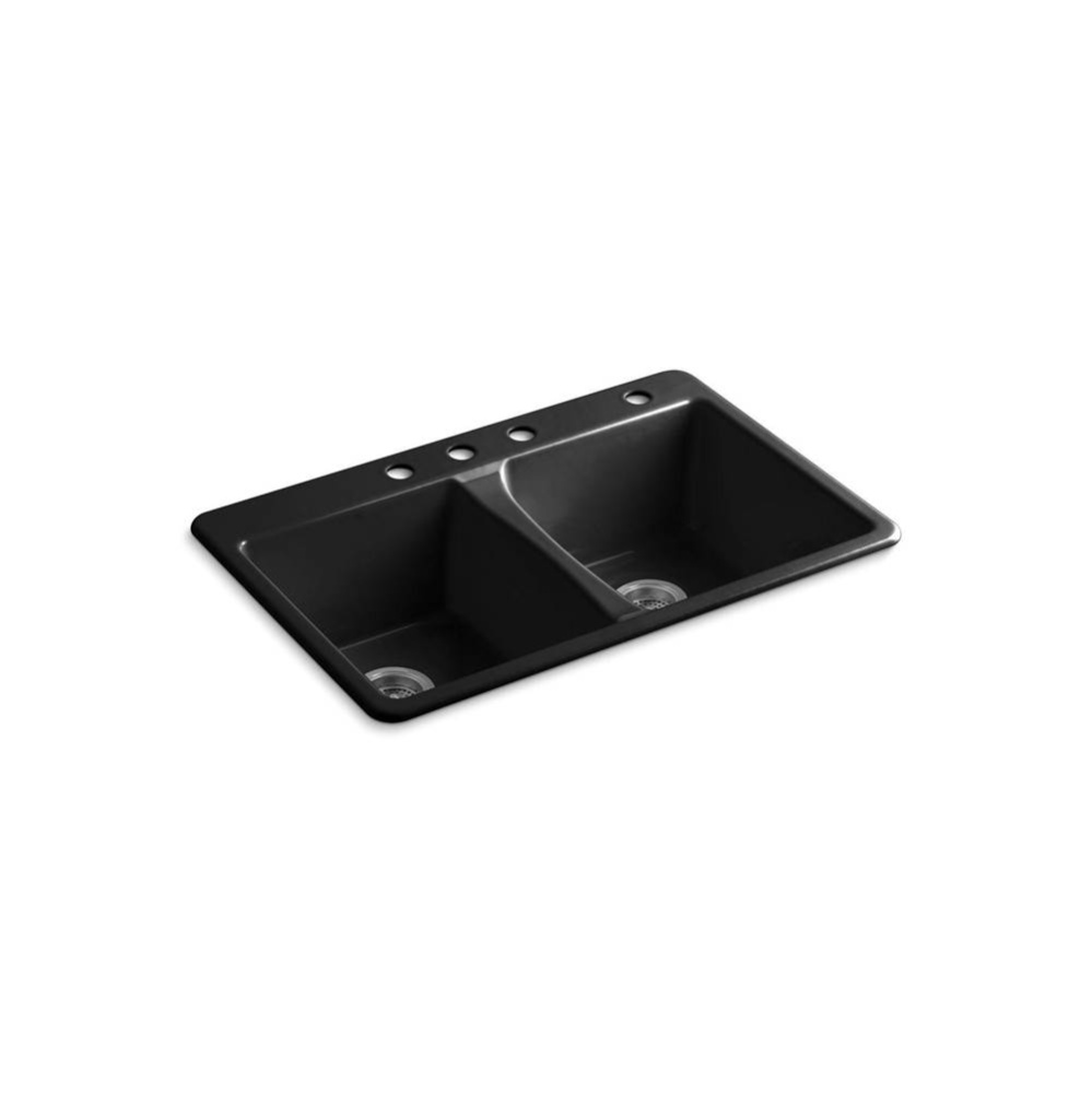 33'' top-mount double-bowl kitchen sink