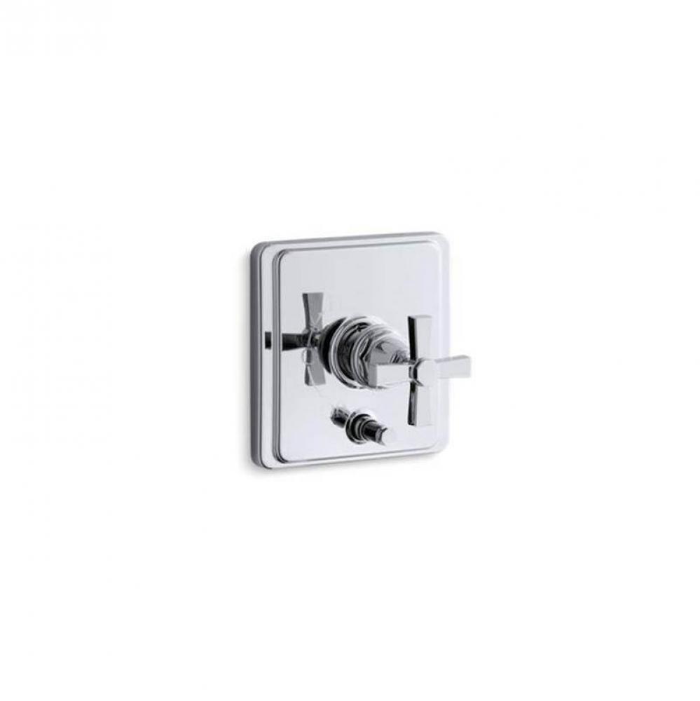 Pinstripe® Rite-Temp® valve trim with push-button diverter and cross handle