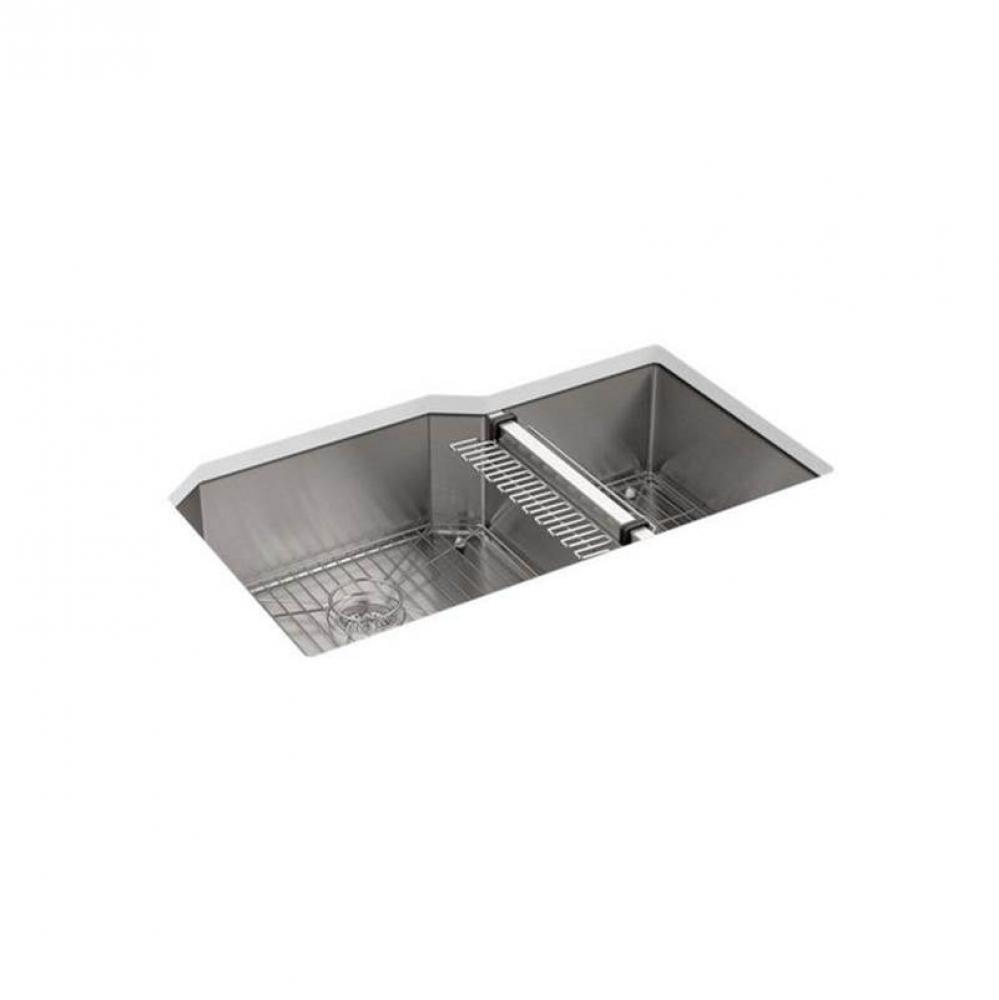 Strive® 35-1/2'' undermount double-bowl kitchen sink