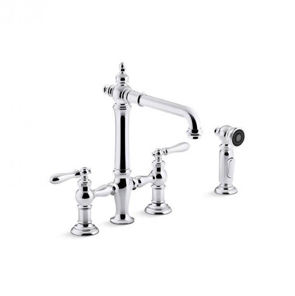 Artifacts® Two-hole bridge kitchen sink faucet with side sprayer