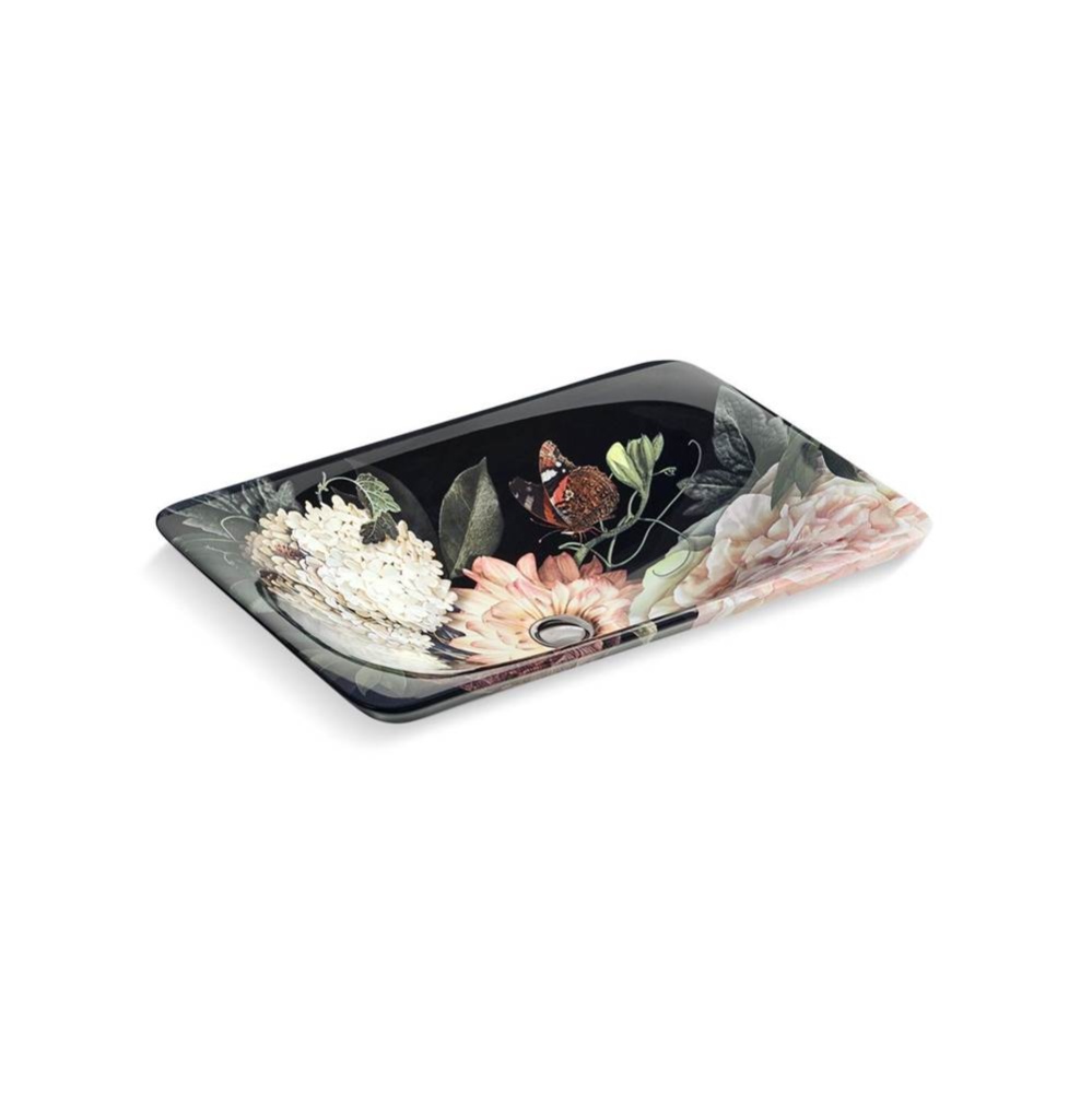 Dutchmaster Blush Floral™ Carillon® 21-1/4'' rectangular drop-in bathroom sink, n