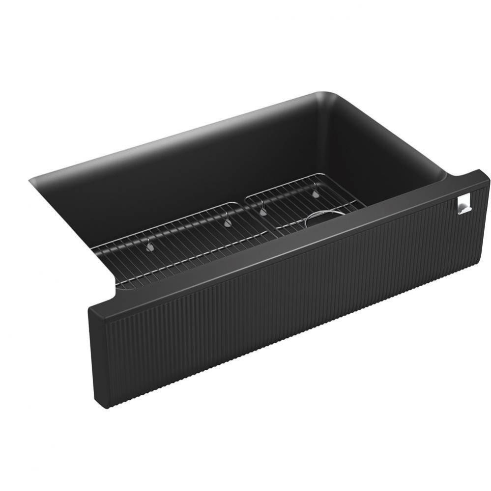 Cairn® 34'' undermount single-bowl farmhouse kitchen sink with fluted design