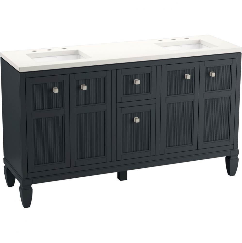 Hearthaven® 60'' bathroom vanity cabinet with sinks and quartz top