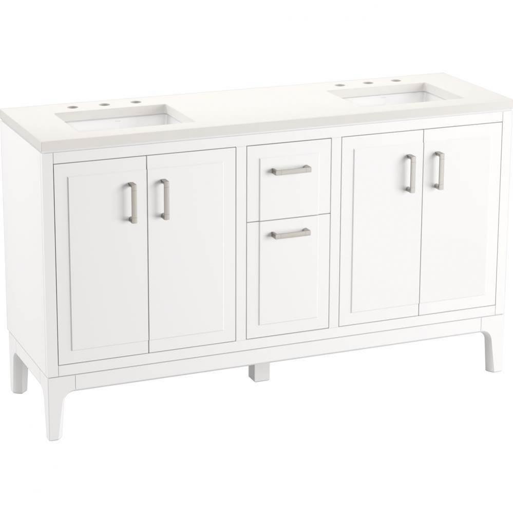 Seer® 60'' bathroom vanity cabinet with sinks and quartz top