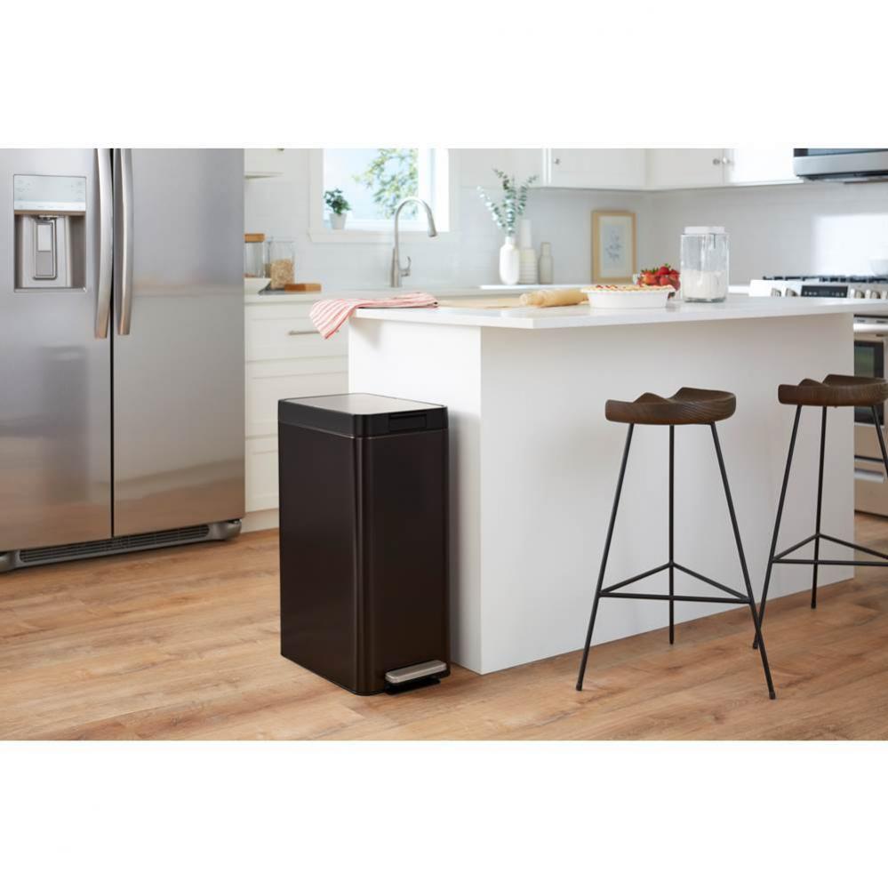 13-gallon stainless steel slim step trash can with bifold lid