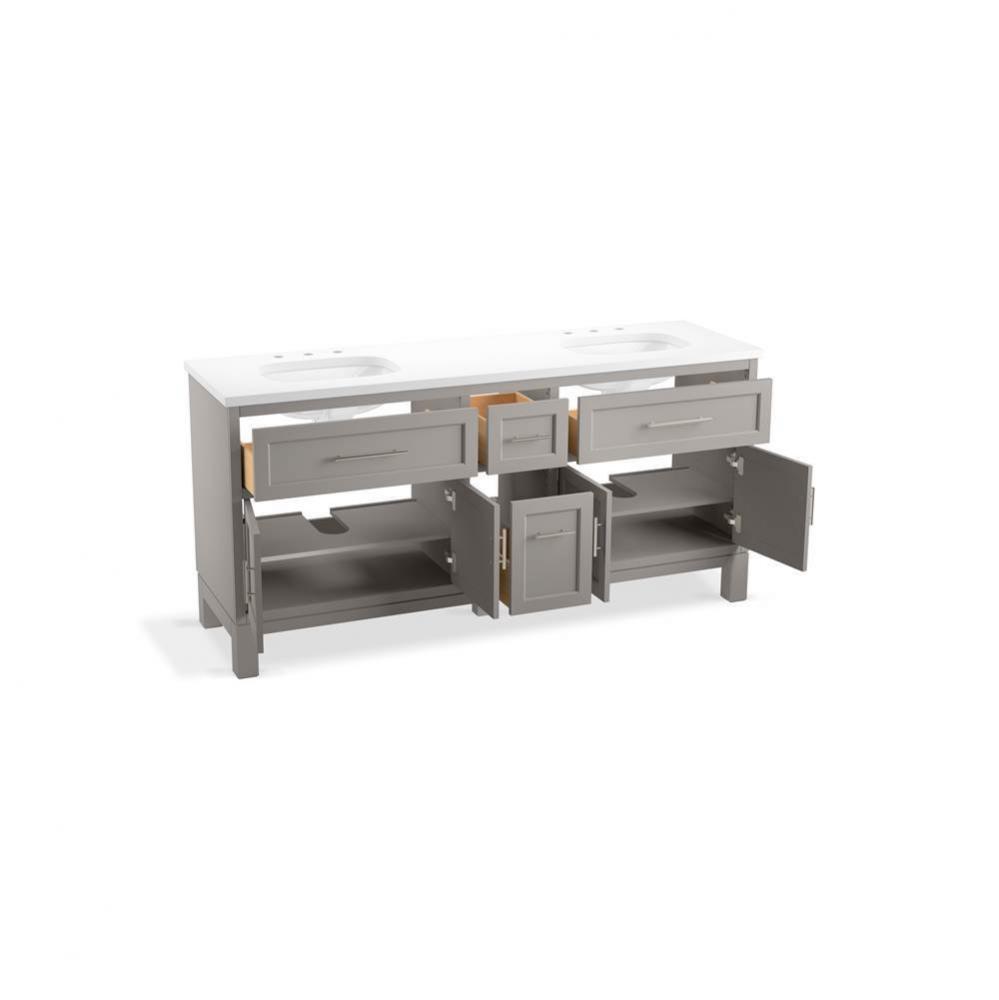 Quo® 72'' bathroom vanity cabinet with sinks and quartz top