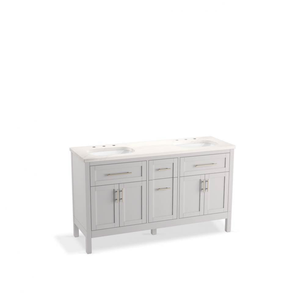 Hadron™ 60'' bathroom vanity cabinet with sinks and quartz top