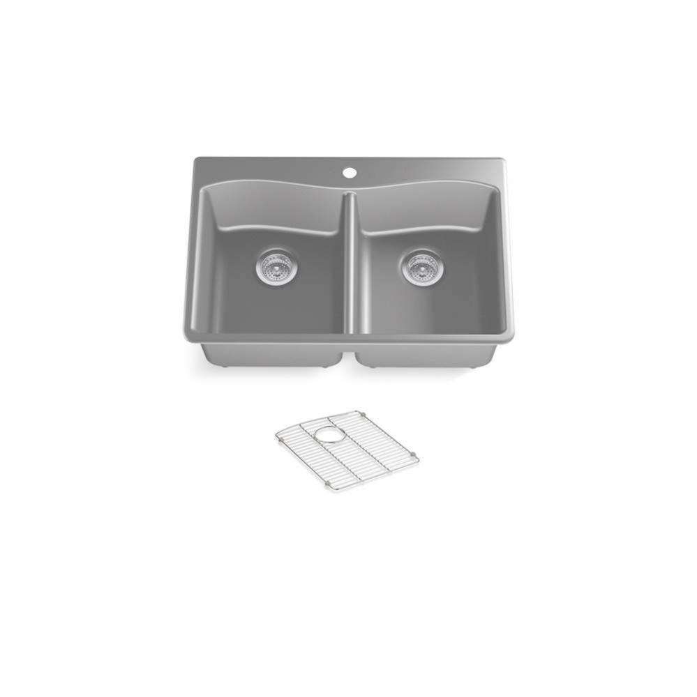 Kennon® 33'' top-/undermount double-bowl kitchen sink