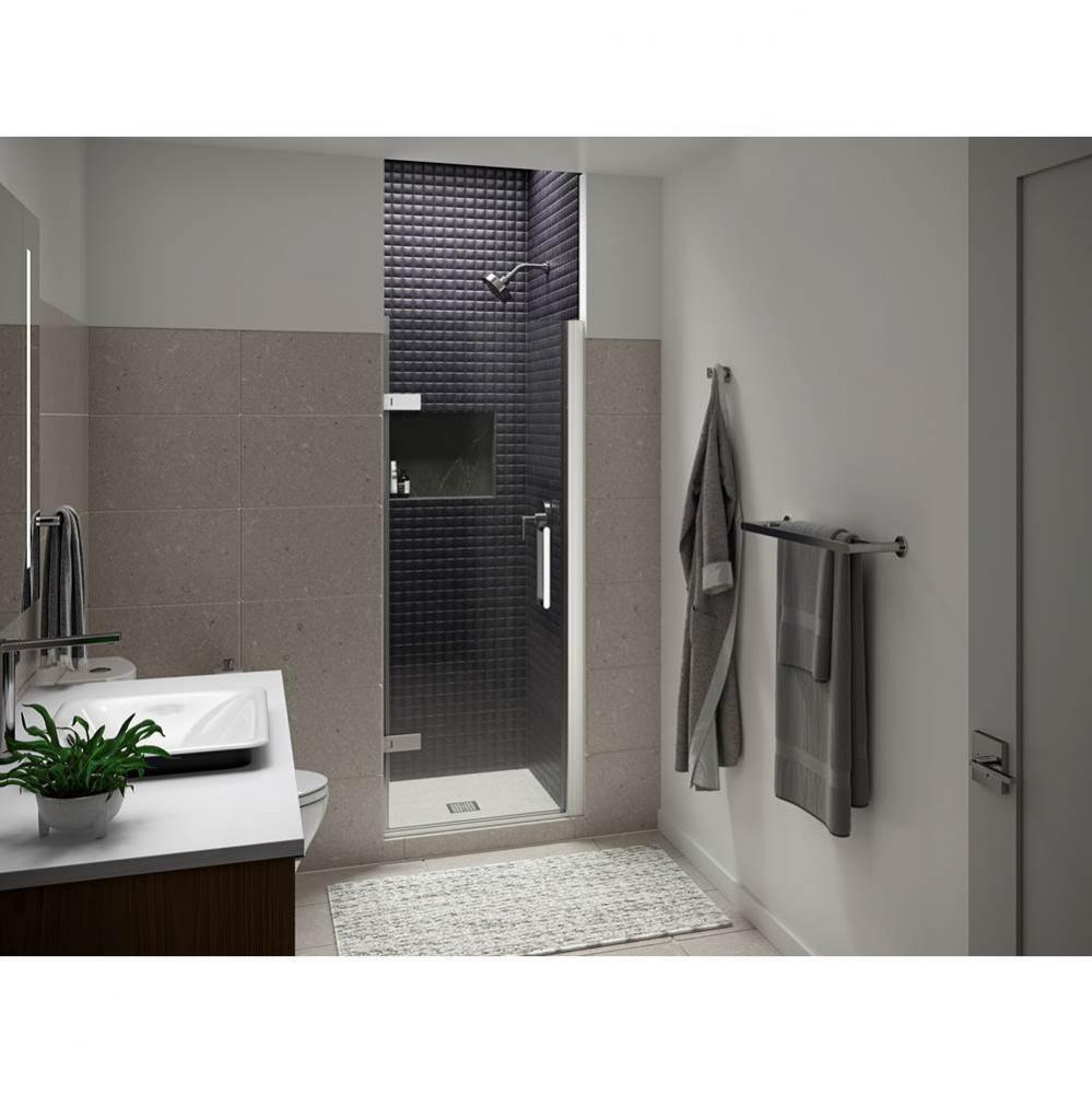 Composed™ Frameless pivot shower door, 71-5/8'' H x 27-5/8 - 28-3/8'' W, wit