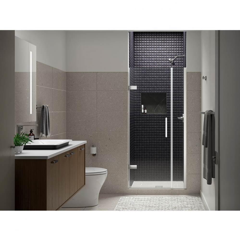 Composed™ Frameless pivot shower door, 71-9/16'' H x 33-5/8 - 34-3/8'' W, wi