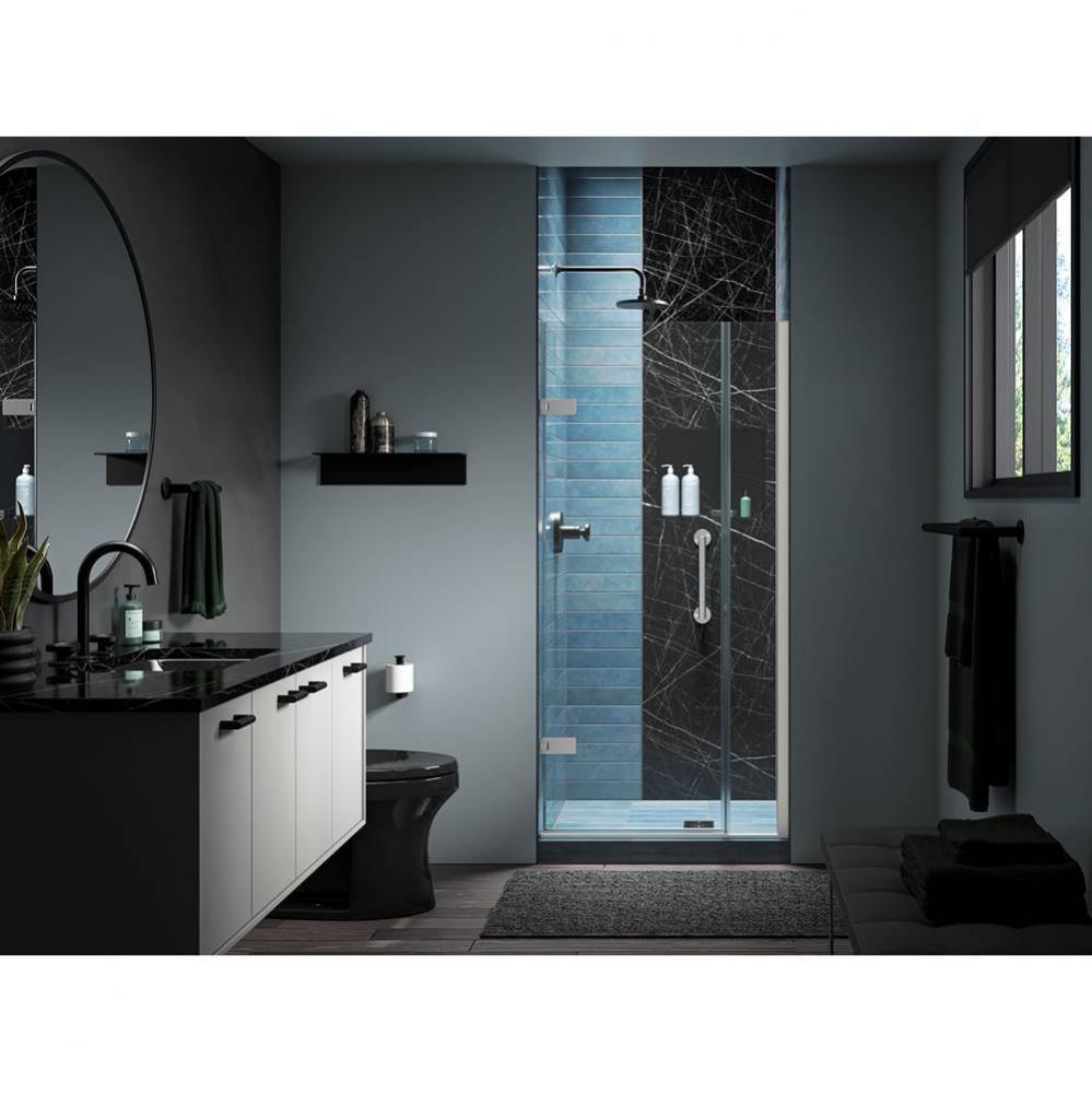 Components™ Frameless pivot shower door, 71-9/16'' H x 33-5/8 - 34-3/8'' W,