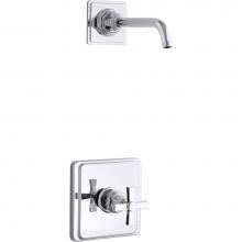 Kohler TLS13134-3A-CP - Pinstripe® Pure Rite-Temp® shower trim kit with cross handle, without showerhead
