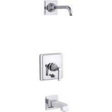 Kohler T13133-4AL-CP - Pinstripe® Pure Rite-Temp® bath and shower trim kit with push-button diverter and lever