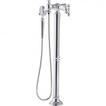 Kohler T72790-9M-CP - Artifacts® Floor-mount bath filler trim with handshower