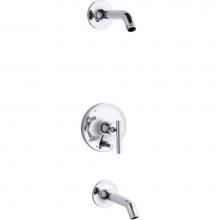 Kohler T14420-4L-CP - Purist® Rite-Temp® bath and shower trim kit with push-button diverter and lever handle,