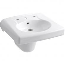 Kohler 1999-SS8-0 - Brenham™ Wall-mount or concealed carrier arm mount commercial bathroom sink with widespread fauc