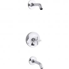 Kohler T14420-3L-CP - Purist® Rite-Temp® bath and shower trim kit with push-button diverter and cross handle,