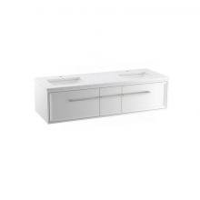 Kohler CM33567-BD1-1WA - 60'' wall-hung bathroom vanity cabinet with sinks and quartz top