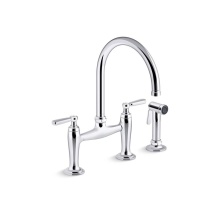 Kohler 28356-CP - Edalyn™ by Studio McGee Two-hole bridge kitchen sink faucet with side sprayer