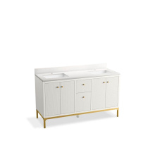 Kohler 32835-0 - Calpa™ 60'' bathroom vanity cabinet with sinks and quartz top