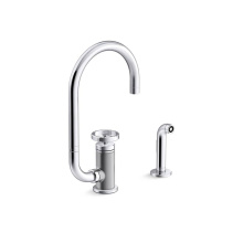 Kohler 28675-9-CP - Billet™ Single-handle kitchen sink faucet with two-function extended-reach spout and side spraye