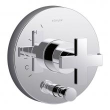 Kohler T73117-3-CP - Composed® Rite-Temp® valve trim with push-button diverter and cross handle