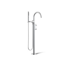 Kohler T77984-4-CP - Components® Floor-mount bath filler trim with lever handles and handshower
