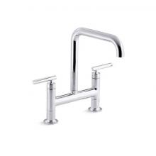 Kohler 7547-4-CP - Purist® Two-hole bridge kitchen sink faucet