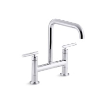 Kohler 7547-4-CP - Purist® Two-hole bridge kitchen sink faucet