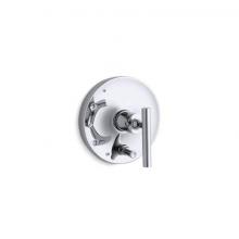 Kohler T14501-4-CP - Purist® Rite-Temp® valve trim with push-button diverter and lever handle