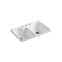 Kohler 5818-4-0 - Hartland® 33'' top-mount double-bowl kitchen sink