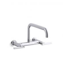 Kohler 7549-4-CP - Purist® Two-hole wall-mount bridge kitchen sink faucet