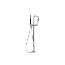 Kohler T97328-4-CP - Purist® Floor-mount bath filler trim with handshower