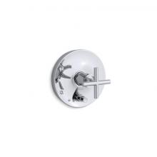 Kohler T14501-3-CP - Purist® Rite-Temp® valve trim with push-button diverter and cross handle