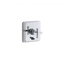 Kohler T98757-3A-CP - Pinstripe® Rite-Temp® valve trim with push-button diverter and cross handle