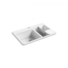 Kohler 8669-1A2-0 - Riverby® 33'' top-mount double-bowl workstation kitchen sink