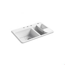 Kohler 8669-4A2-0 - Riverby® 33'' top-mount double-bowl workstation kitchen sink
