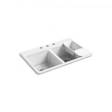 Kohler 8679-3A2-0 - Riverby® 33'' top-mount double-bowl workstation kitchen sink
