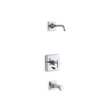 Kohler T13133-3AL-CP - Pinstripe® Pure Rite-Temp® bath and shower trim kit with push-button diverter and cross