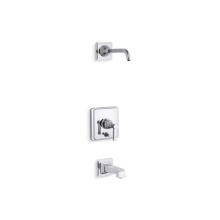 Kohler T13133-4AL-CP - Pinstripe® Pure Rite-Temp® bath and shower trim kit with push-button diverter and lever